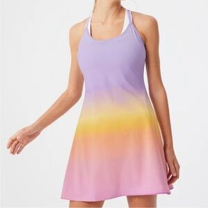 Outdoor Voices The Exercise Dress in Multi Ombre Purple Pink Yellow Sz S